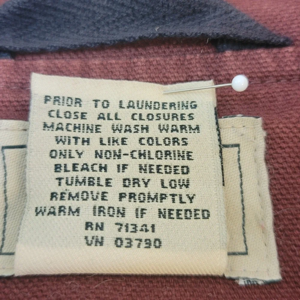 LL Bean Women Plaid Lined Barn Jacket Medium Burgundy Cotton Canvas Chore Coat